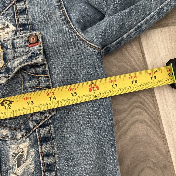True Religion Women’s Vintage Distressed Medium Wash Denim Jean Jacket Size M - Picture 8 of 12